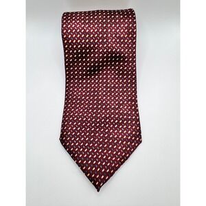 Italian All Silk‎ Hand Made Burgundy Geometric Pattern Necktie Men